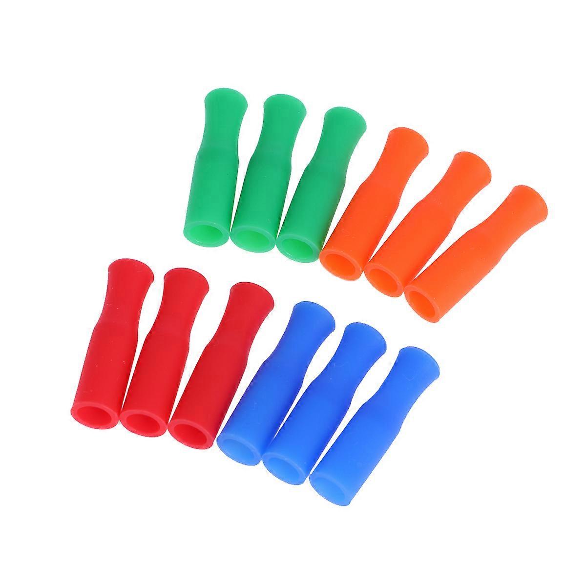12PCS Silicone Straw Tips Multicolored Food Grade Straws Covers Random Color