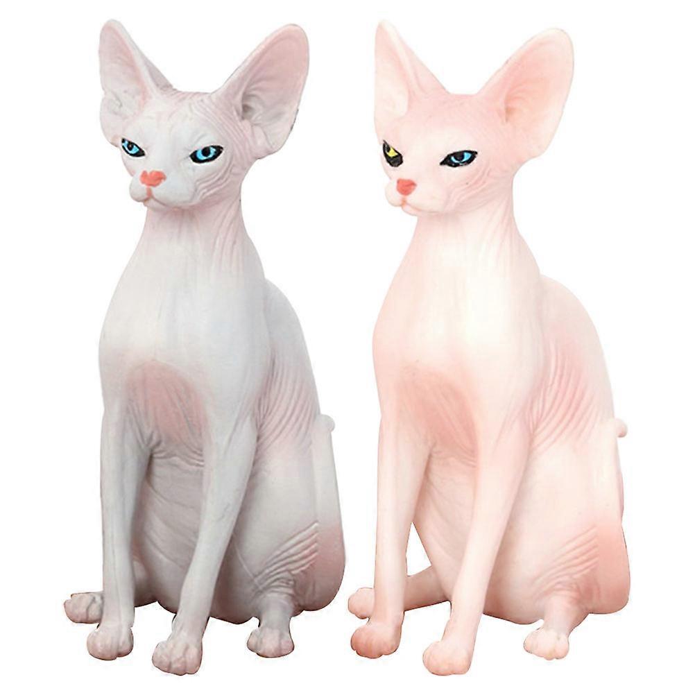 Miniature Cat Figurines Statue Kitten Figurine Desktop Statue Decorative Cat Decor Assorted Color 8.6x4.6cm Learning Tool 2Pcs