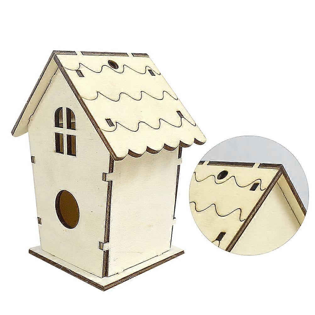 Khaki Wooden Bird Nest for Pet Use Environmentally Friendly Design Unique Stylish Bird Cage Decor 11.5x8.5x7cm