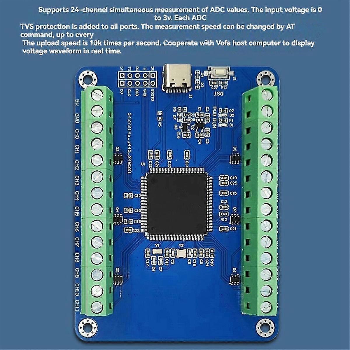 Sampling Module STM32F407ZET6 24-Channel 12Bit AD Sampling Module Data Acquisition Type-C InterfaceAs Shown SZRH A-W