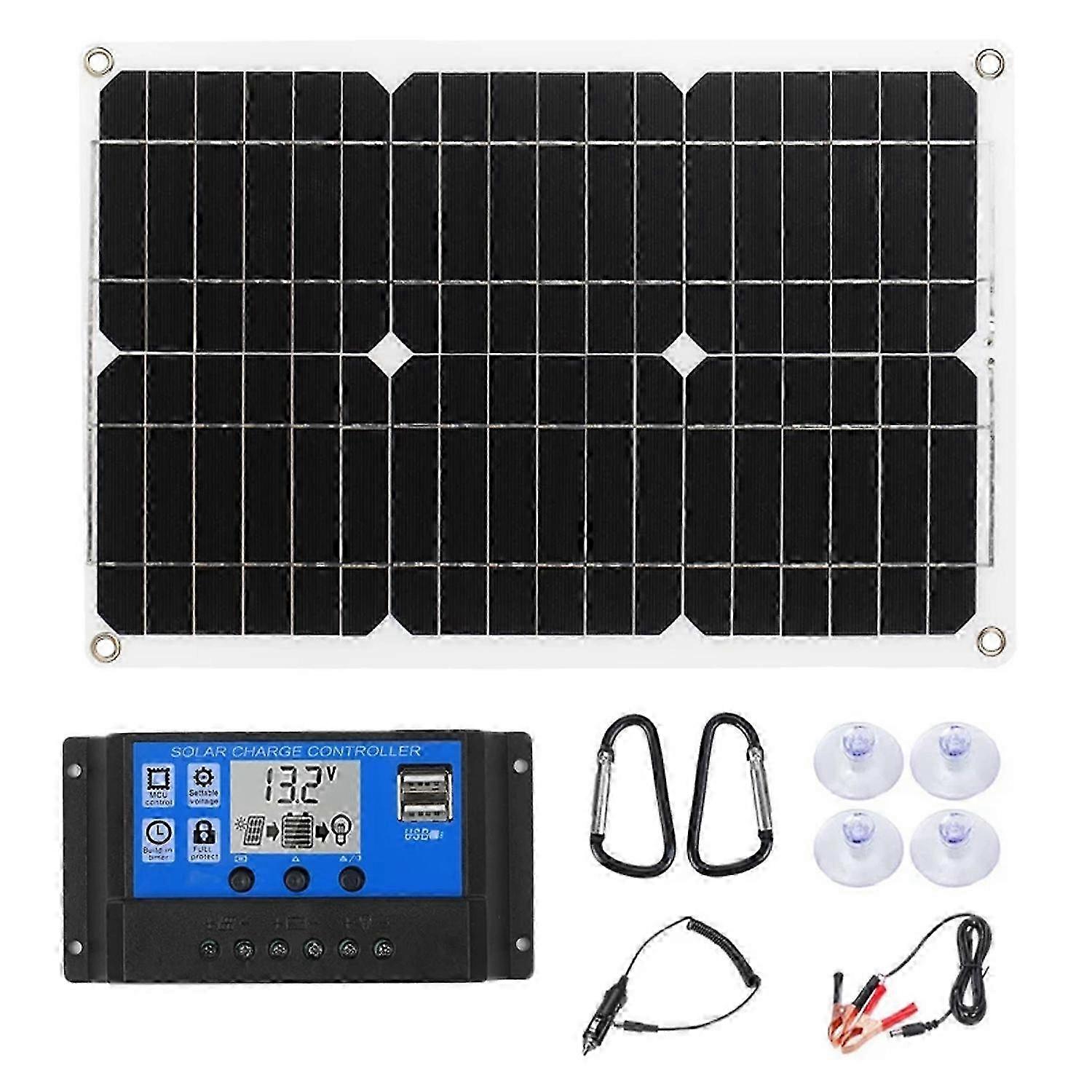 180W Portable Solar Panel Kit 12V Battery Charger with 100A LCD Controller Dual USB Port for Mobile Phone Caravan Vanblack SZRH A-W