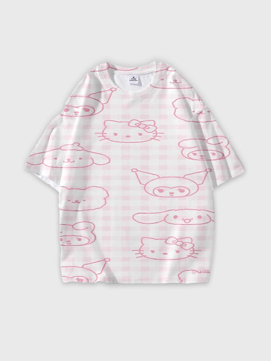 T-shirt round neck Cartoon Pattern loose short sleeve E1540