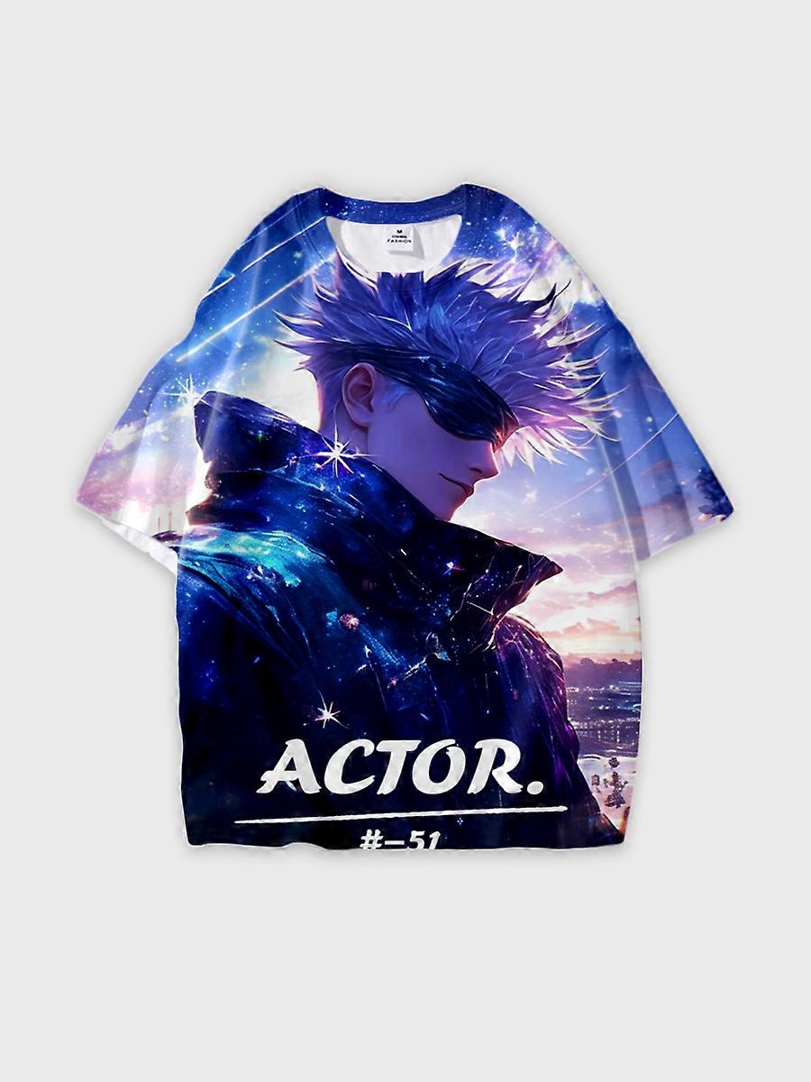 T-shirt girocollo Character Pattern manica corta sciolta P226