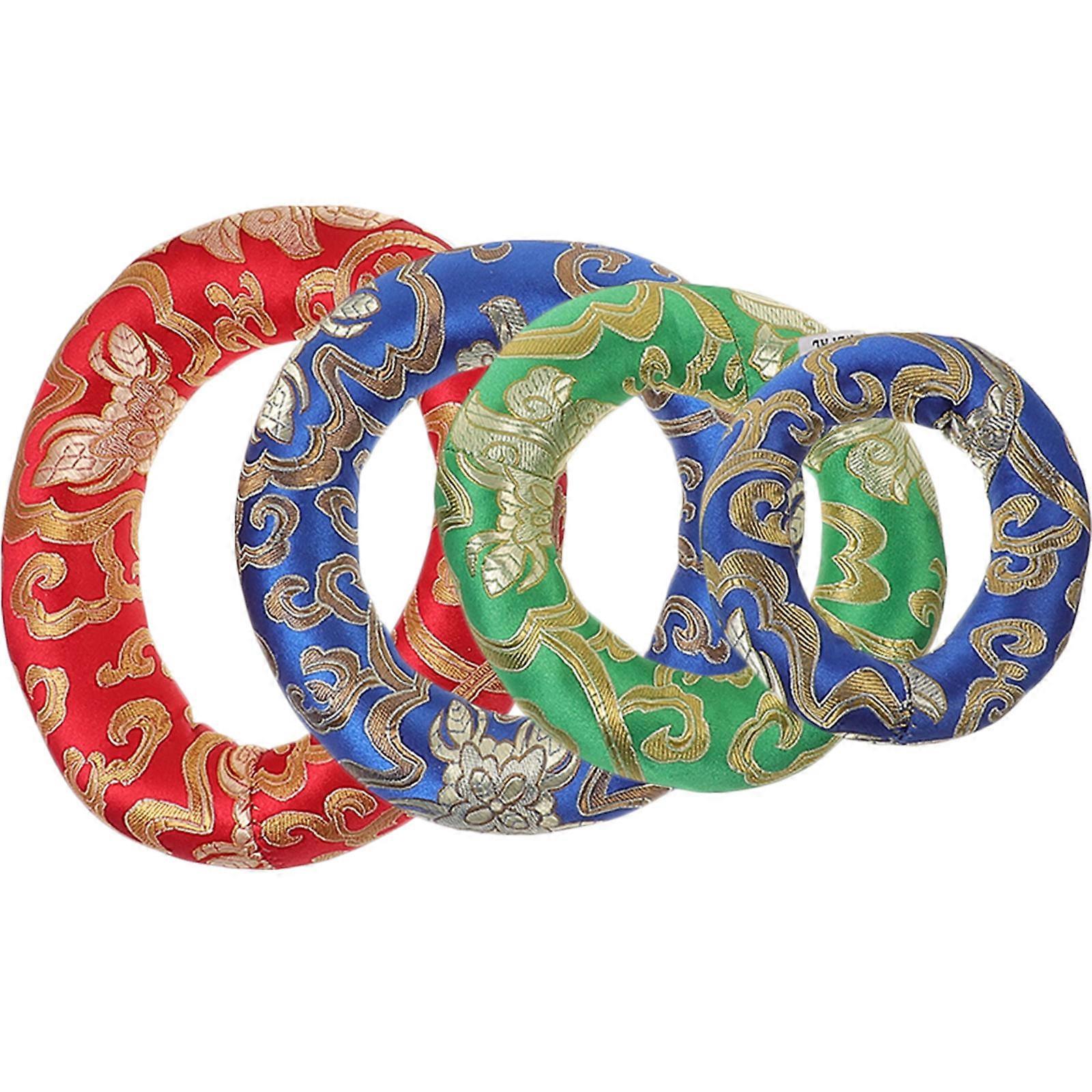 4pcs Singing Bowl Cushions for Meditation Random Colors, Enhanced Sound Relaxation, Elegant Chinese Embroidery Design