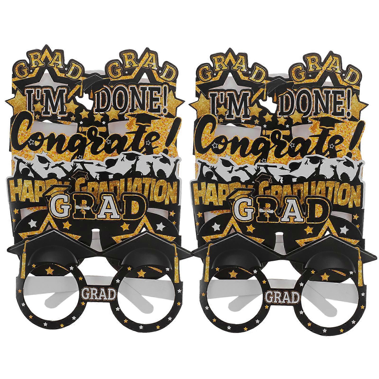 Graduation Party Decorative Glasses Props Made of Paper Assorted Color 12 Pieces