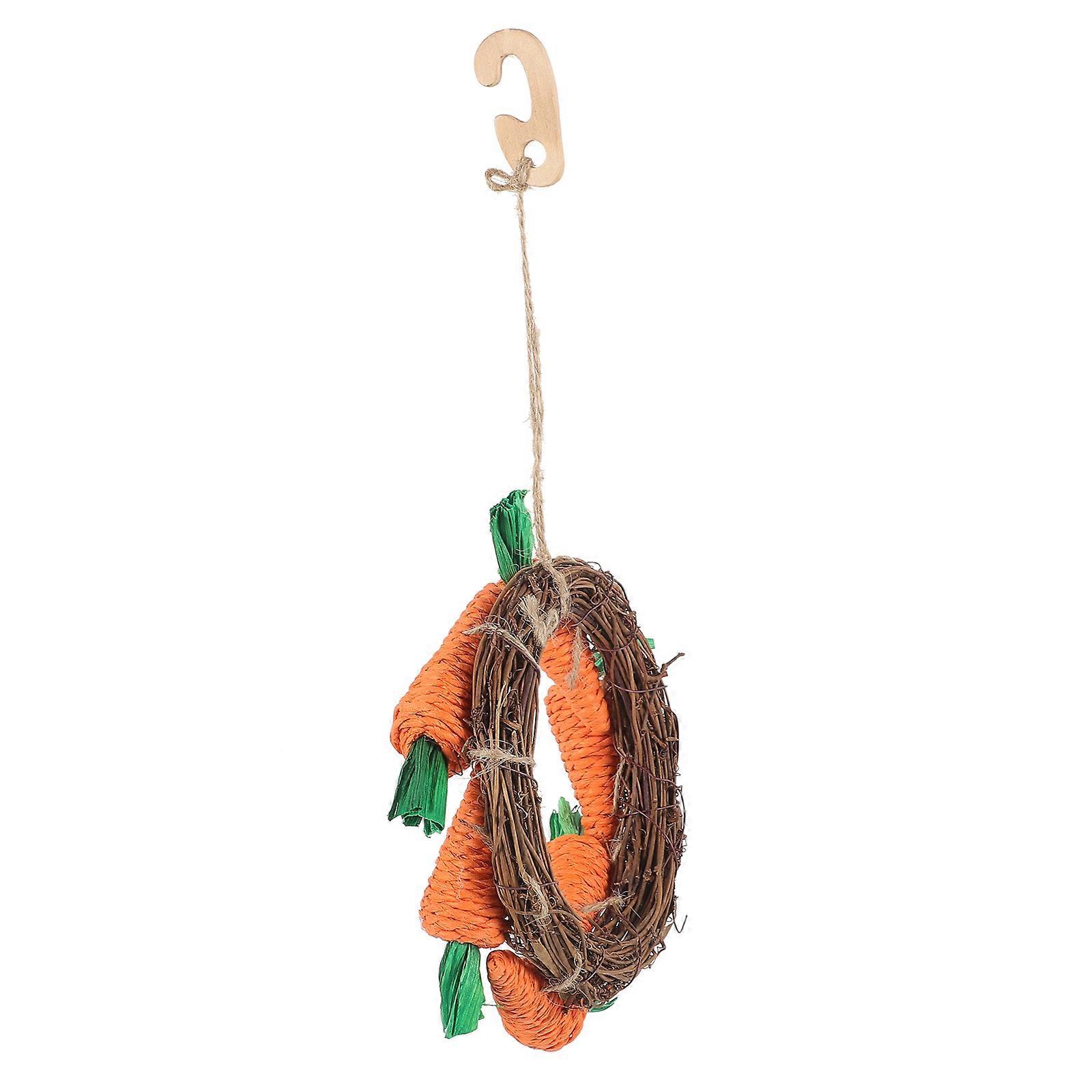 Rattan and Paper Rope Hanging Chew Toy for Small Pets Dental Care and Cage Decoration 6 x 4 inches