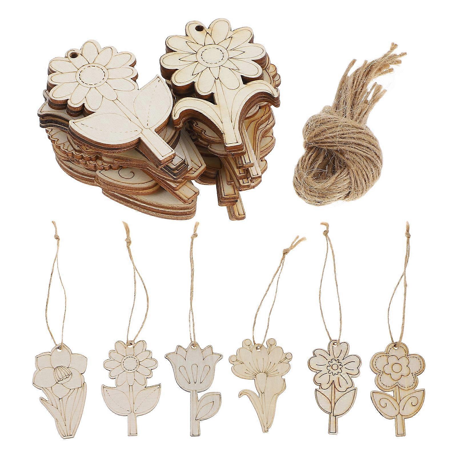 Wooden Flower Cutouts for Decoration Beige Color Easy to Paint for Kids Craft Projects 1 Set