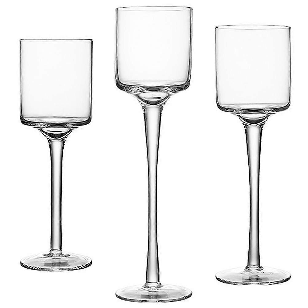 3pcs Clear Candle Holders for Wedding Party Stand Dinning Table Centerpiece