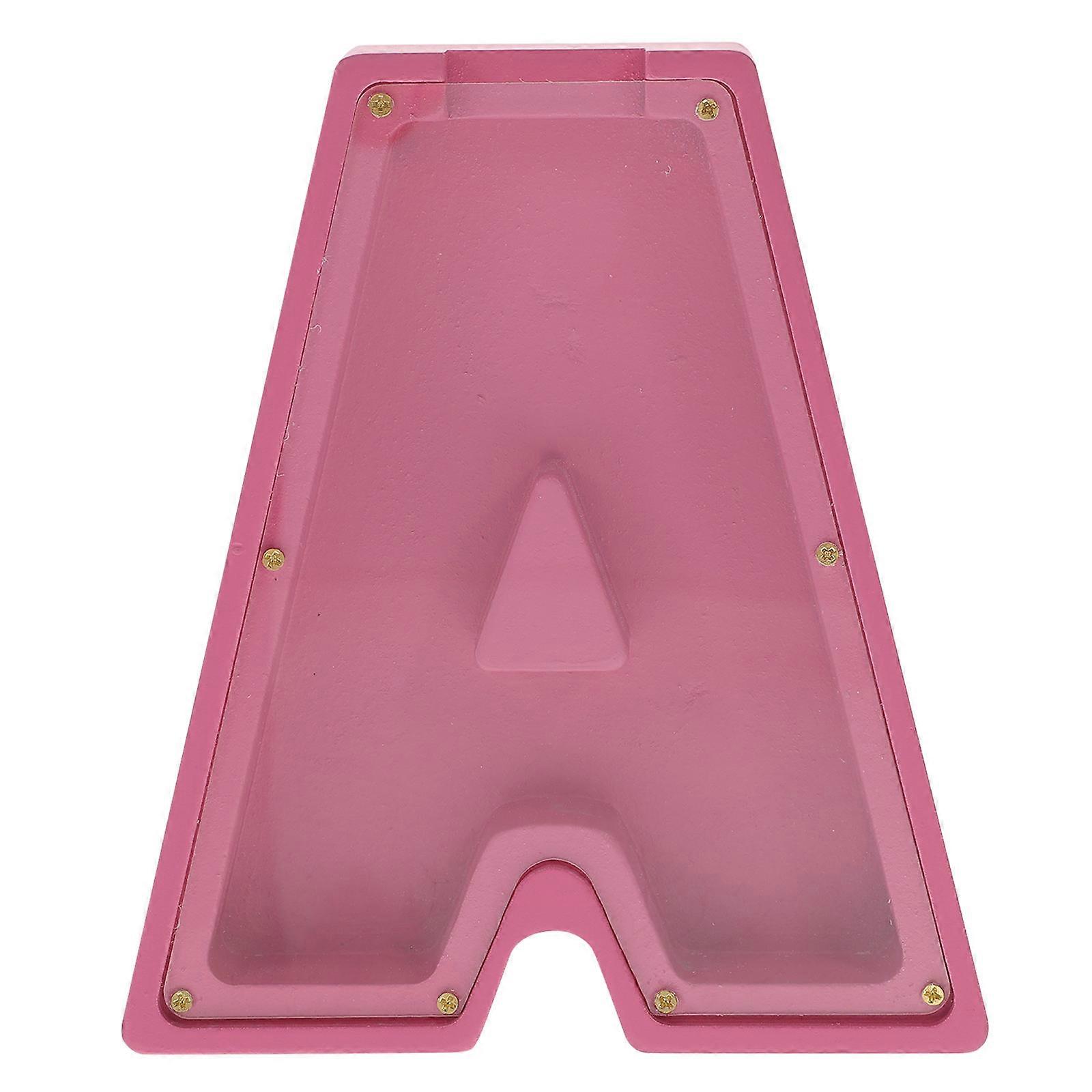 Pink Alphabet Letter Shaped Piggy Bank for Saving Coins Clear Design Smooth Wood and PP 1 Piece