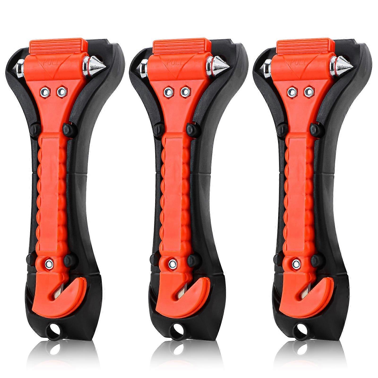 Emergency Hammer for Car Pack of 3 with Seatbelt Cutter, Window Breaker, Compatible with Trucks and Buses