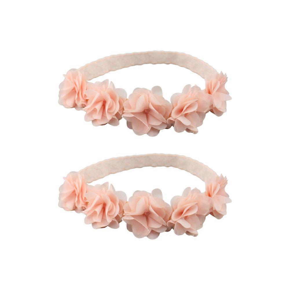 סרטי שיער לתינוקות עשויים בד וסרט ורודים לראש לילדים לשימוש מסיבה 2 יחידות