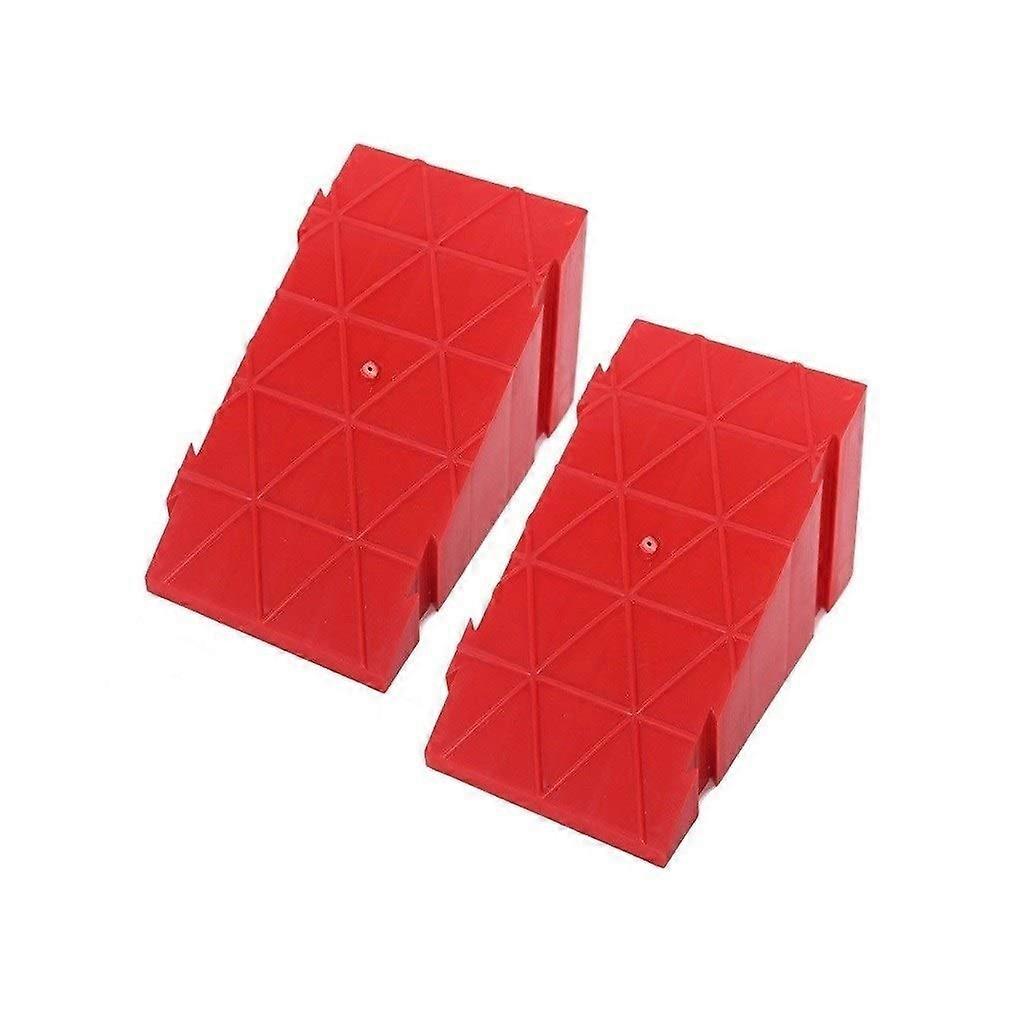 Red Car Ramps 2-Piece Set, Non-Slip Triangular Plastic Pads for Hospital Use, Bicycle and Motorcycle Curb Ramps, 12 x 20 x 12 cm