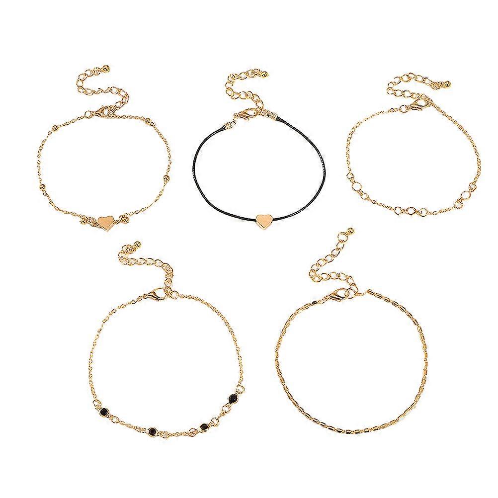 女性と女の子に最適な黄金色の足首装飾用のハート型ペンダントを備えたファッションアンクレット1セット