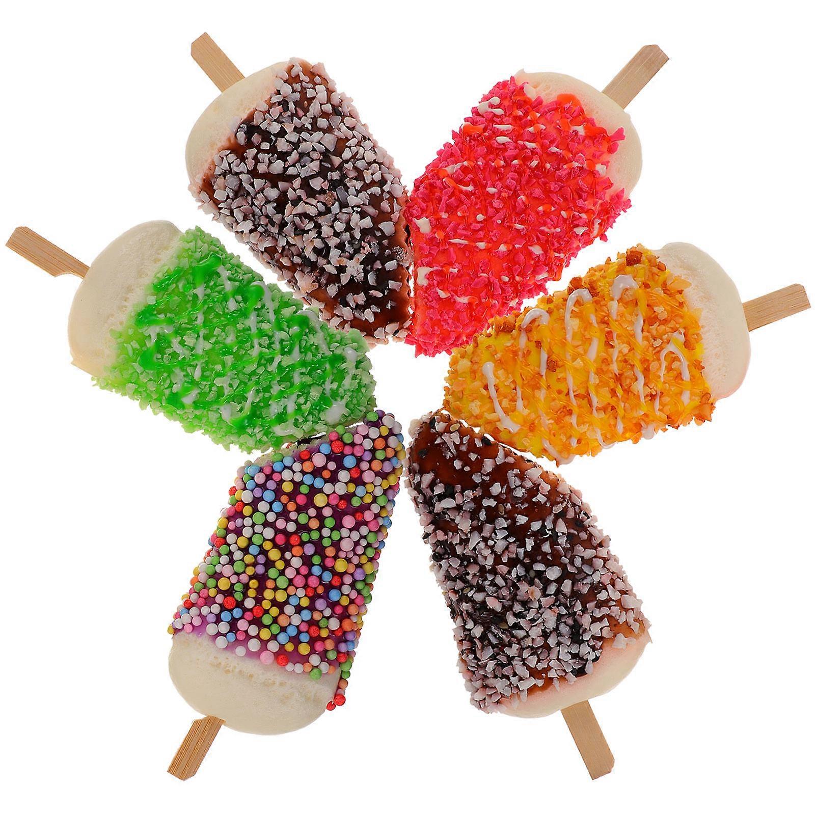 Ice Cream Prop Simulation Dessert Model Party Decoration PU Material Ice Cream Shape Photography Prop 6Pcs