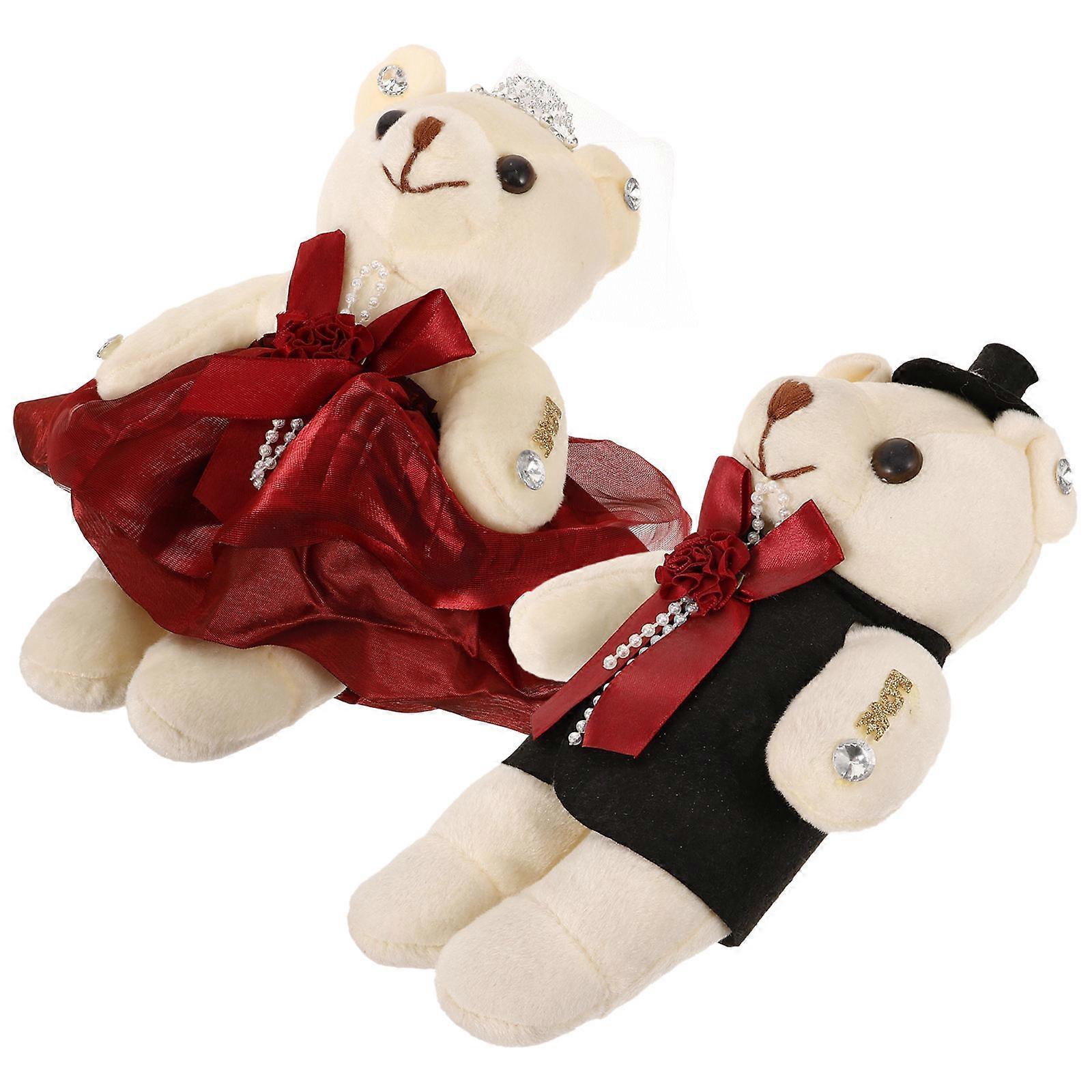 Valentines Bear 1Pair Multi Plush Cute Bear Easy Decoration for Bouquet and Home