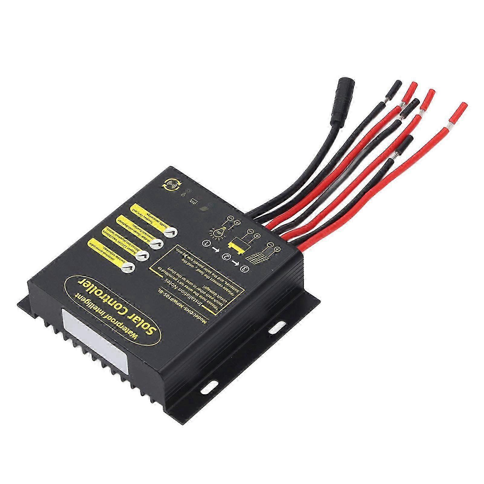 Water Resistant MPPT Solar Charge Controller 12V 24V 10A with Bluetooth - Universal PWM Fast Charging for Sealed Batteries