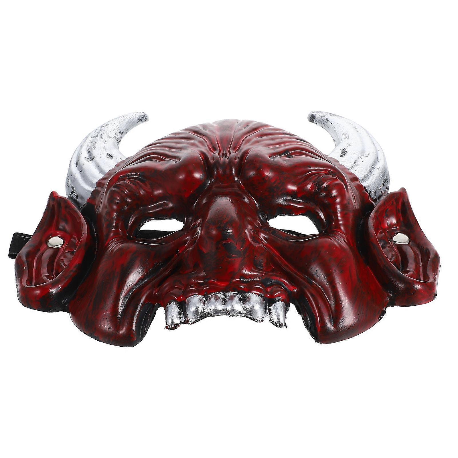Realistic Half Face Mask with Horns for Halloween Cosplay and Masquerade Parties – Comfortable Fit and Unique Style