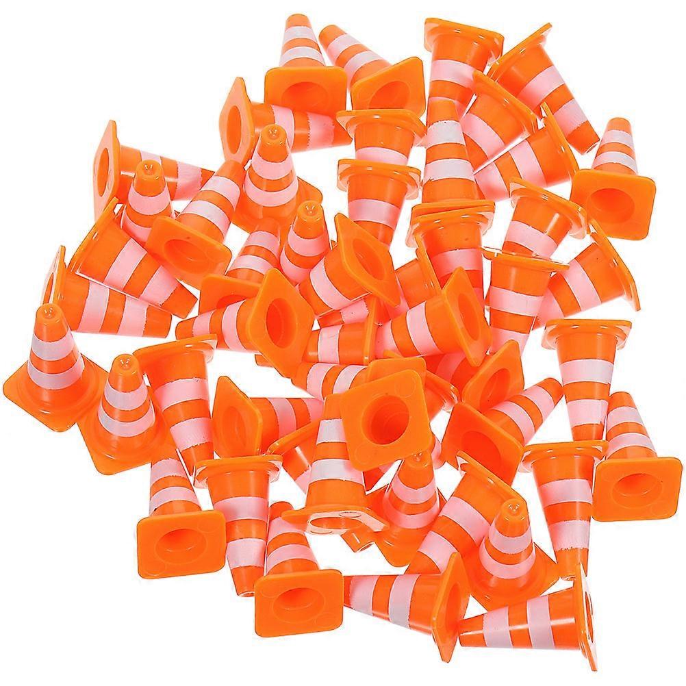 Mini Traffic Sign Toys Set with 40pcs Orange Plastic Cones for Playing and Learning