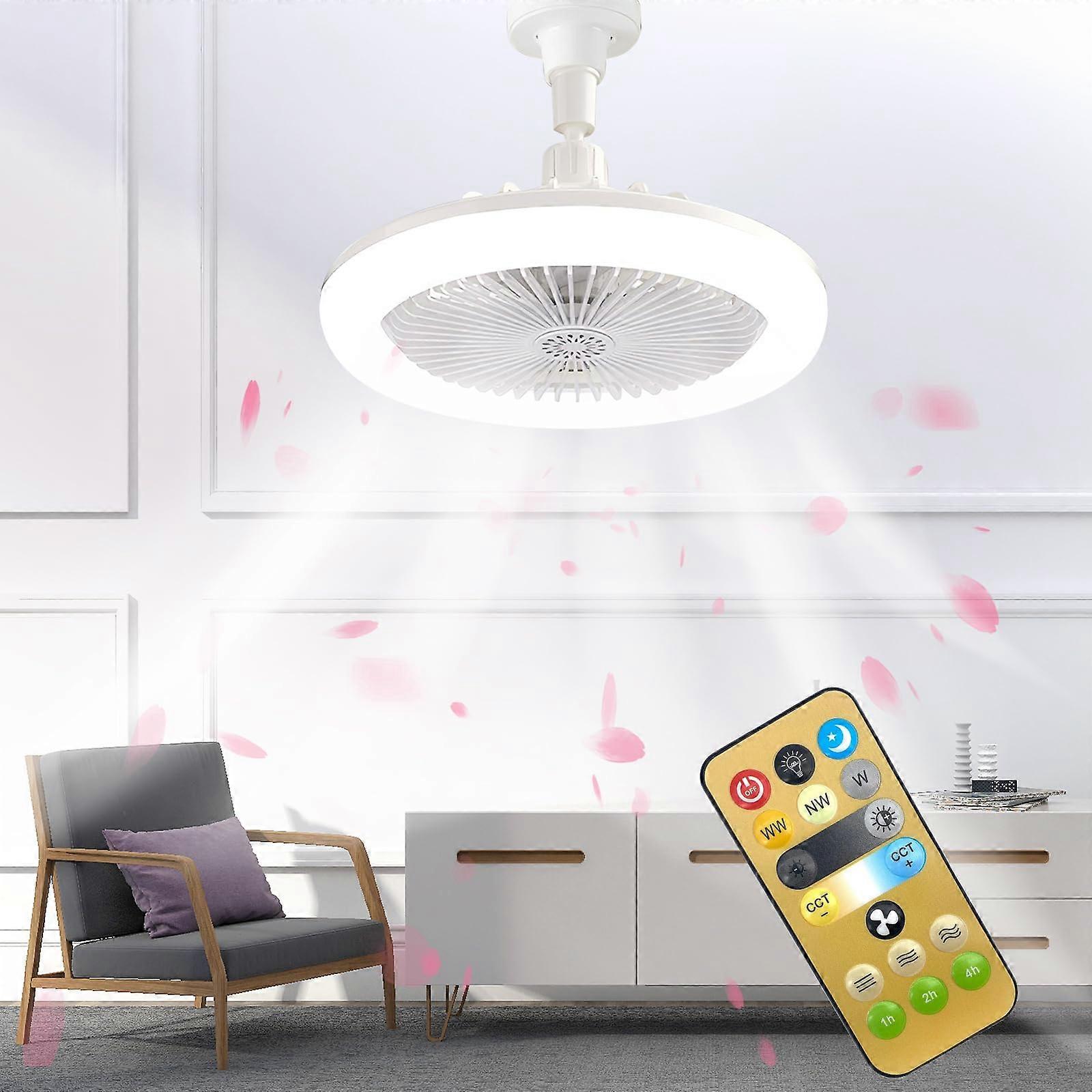 Ceiling Fan with Lighting and, 50 W, E27 LED Ceiling Light with Fan, Timer, 3 Colours, Dimmable, 3 Speeds, for Bedroom, Living Room