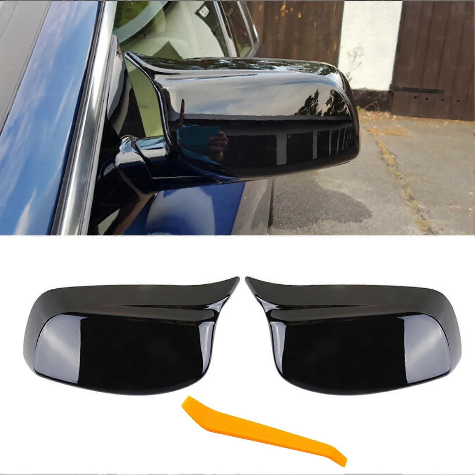 Mirror Cover Set Compatible with BMW 5 Series E60 E61 6 Series E63 E64 2003-2007 Gloss Black Left Right 51167078359 51167078360