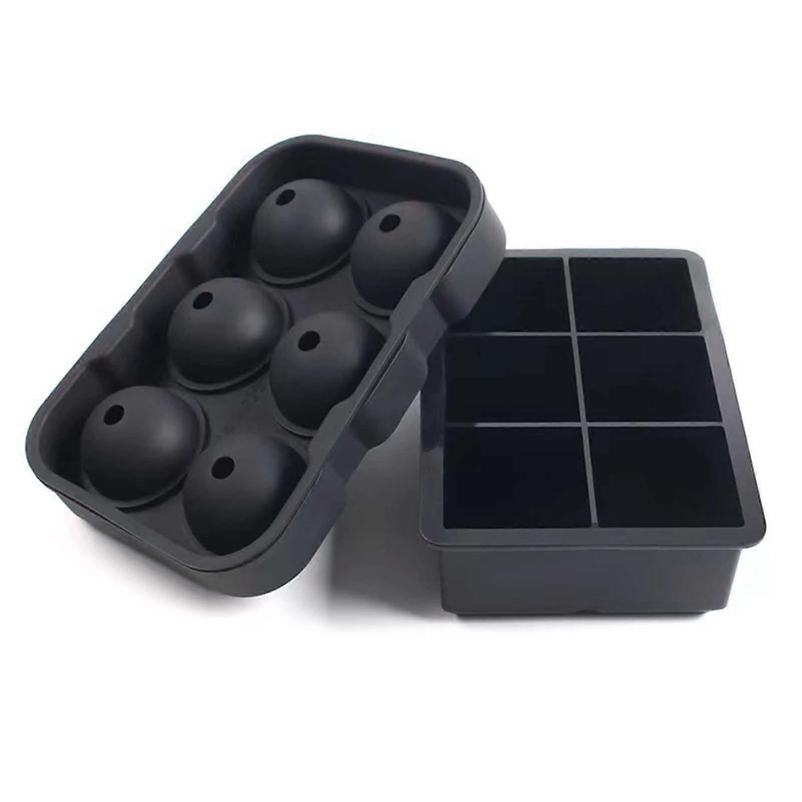 Ice Cube Maker for Cocktails and Household Use, Silicone Ice Tray for Freezer, Square and Round Shapes, Easy Release