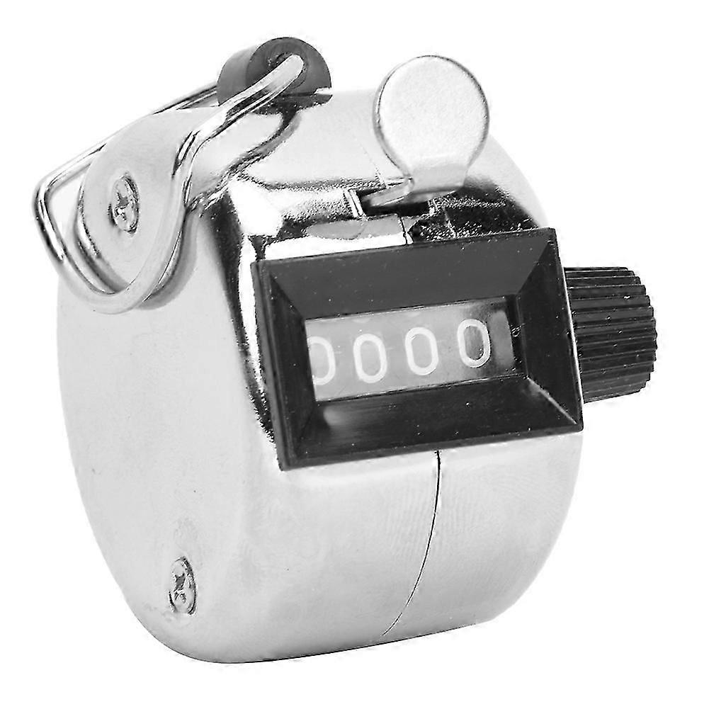 BERM Manual Tally Counter 4-Digits Silver Aluminium Alloy Handheld Counting Tool with Hook (resetare buton din plastic)