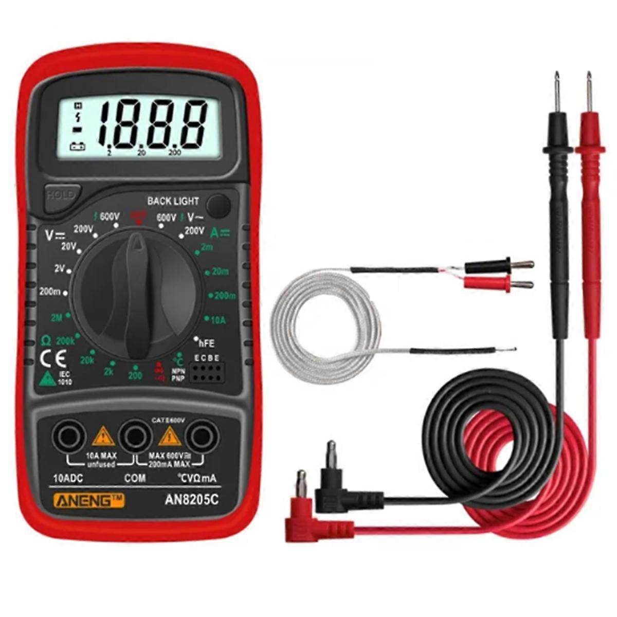 AN8205C Digital Multimeter Ammeter Volt Ohm Multimetro Tester Meter with Thermocouple LCD Backlight Portable