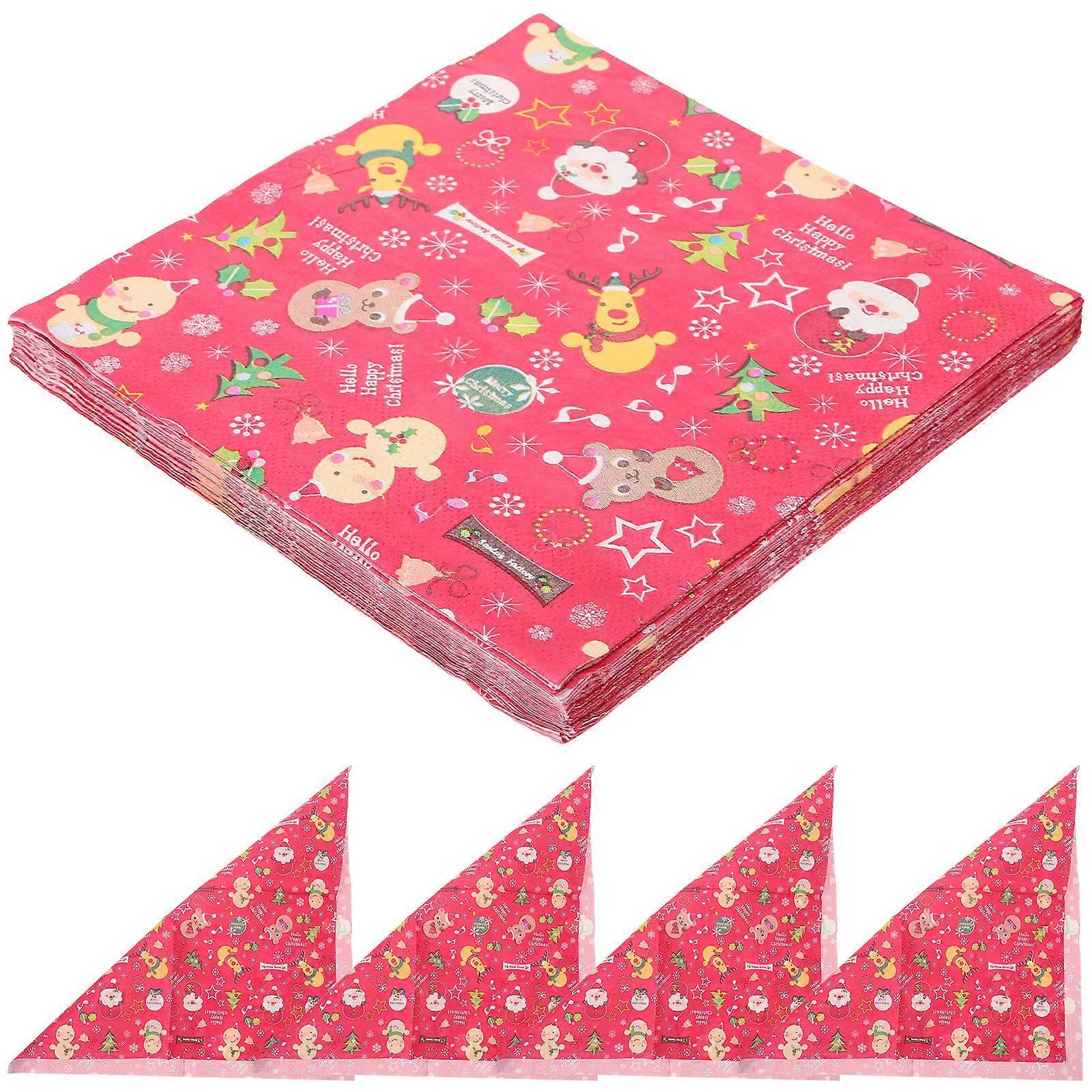 Serviettes décoratives 80Pcs Serviettes de table jetables rouges Ambiance festive Banquets de Noël
