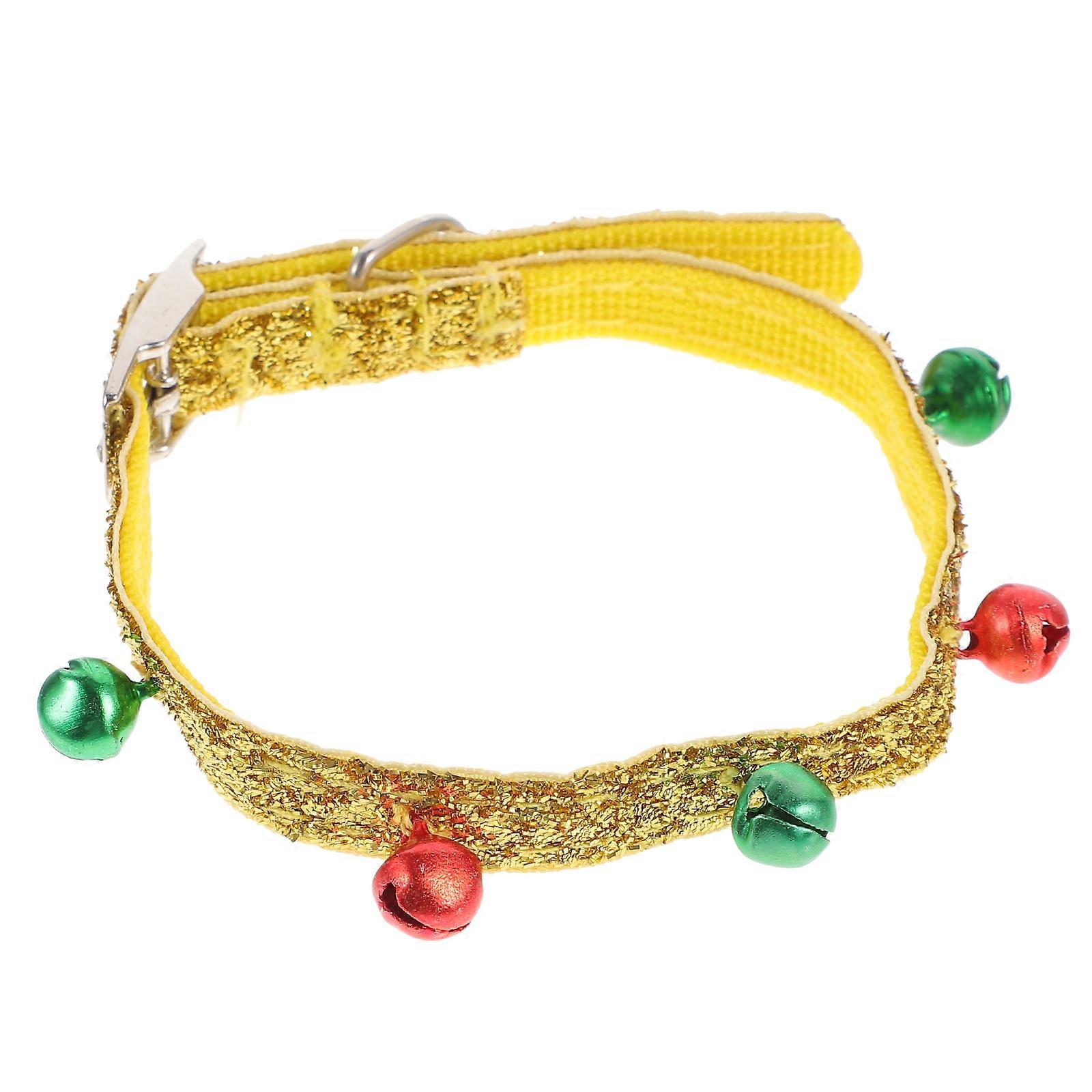 Adjustable Colorful Pet Dog Collar with Bells Christmas Necklace for Dogs and Cats Random Color