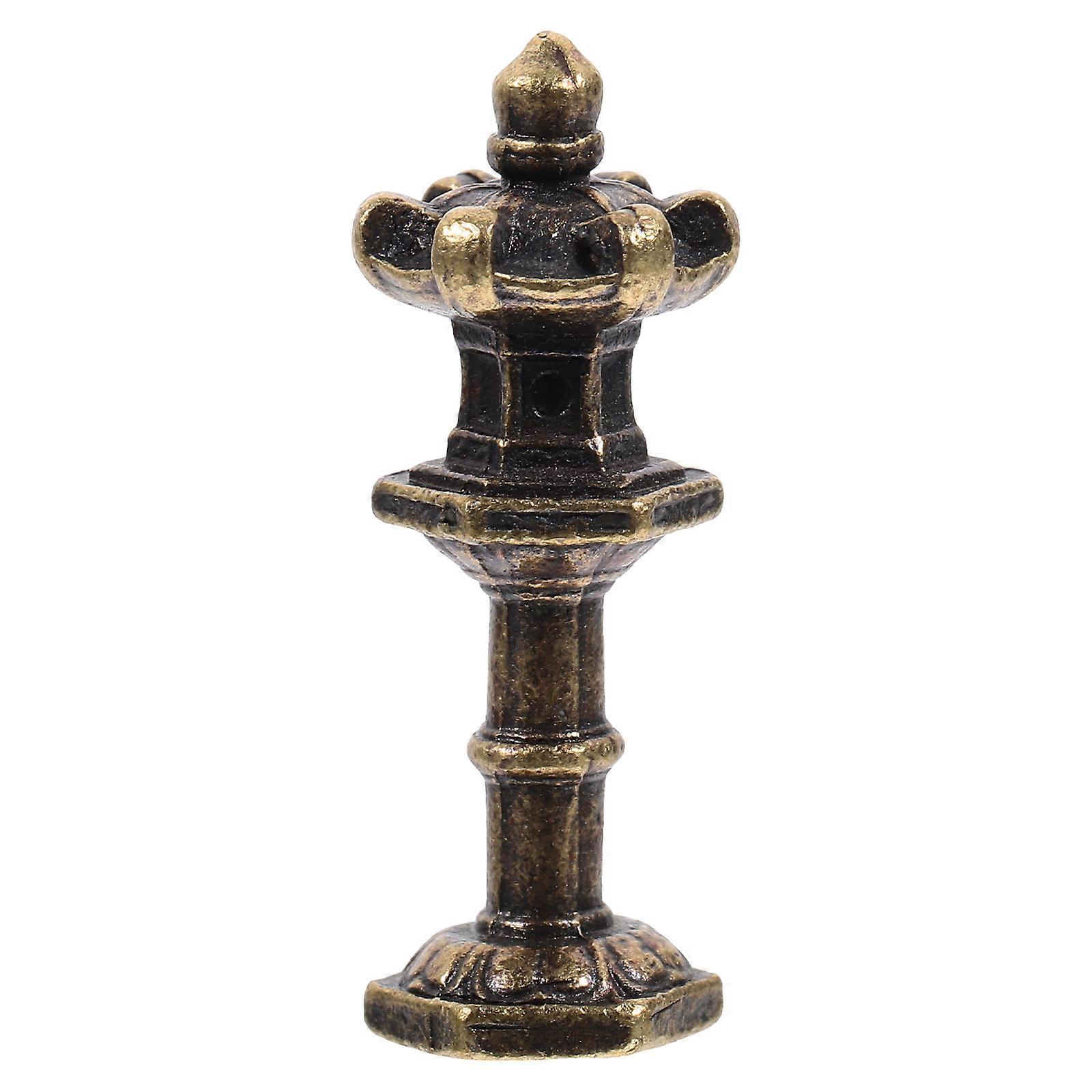 Golden Miniature Lantern Statue for Decor Crafted with Copper Alloy Indoors Outdoors Gardening Zen 4.5 Inches
