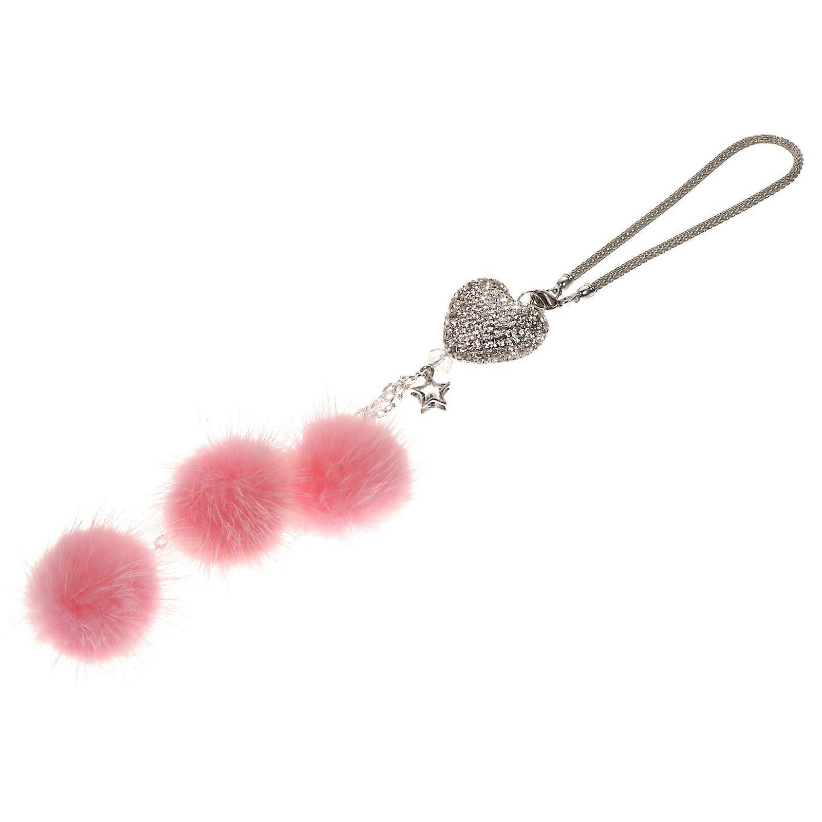 Pink Rhinestone Ball Car Pendant for Decoration, Safe Durable Auto Hanging Ornament, Synthetic Material, 1pc