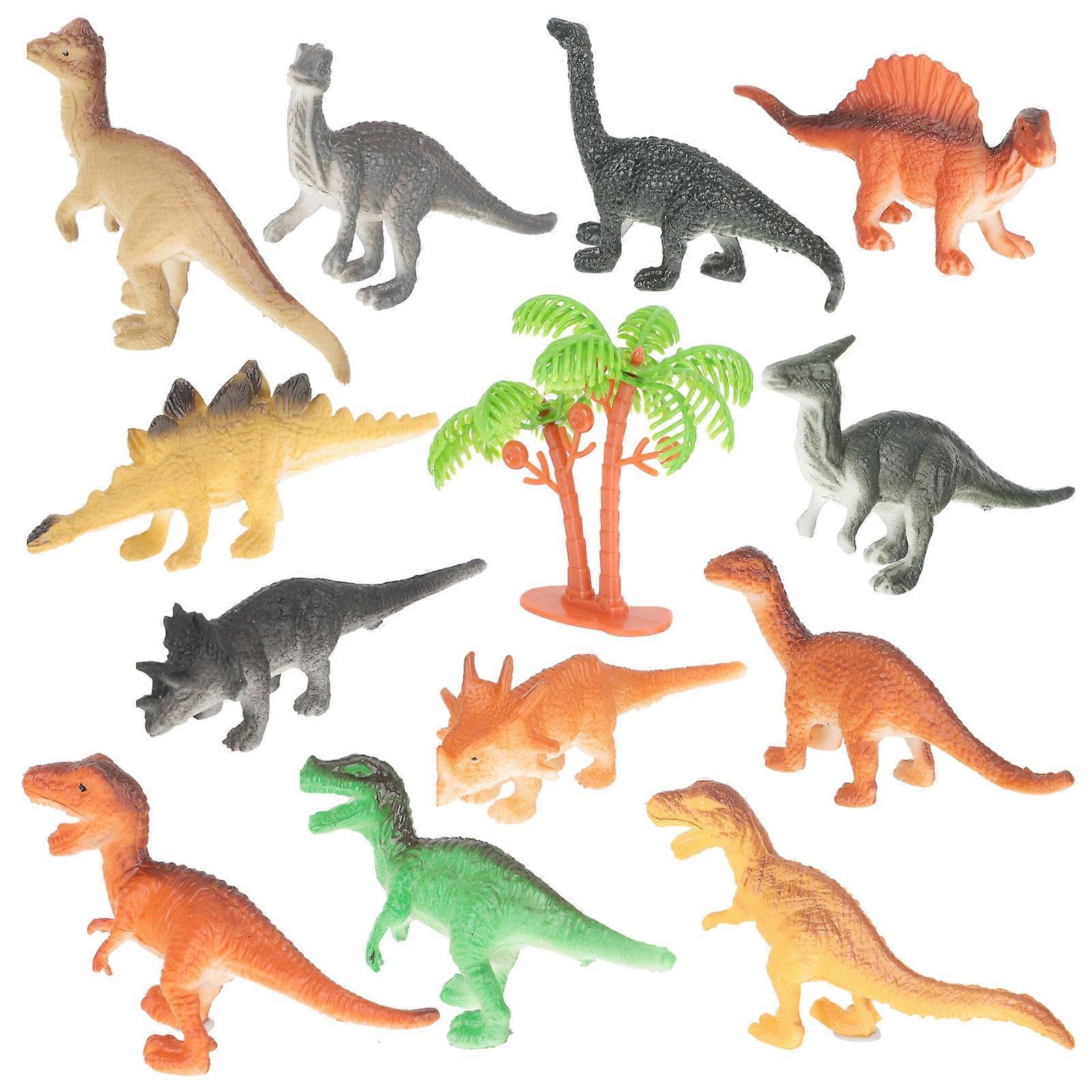 Simulated Animal Model Toys 12-Pcs Small Dinosaur Figurines For Educational Purpose Craft Projects Assorted Color