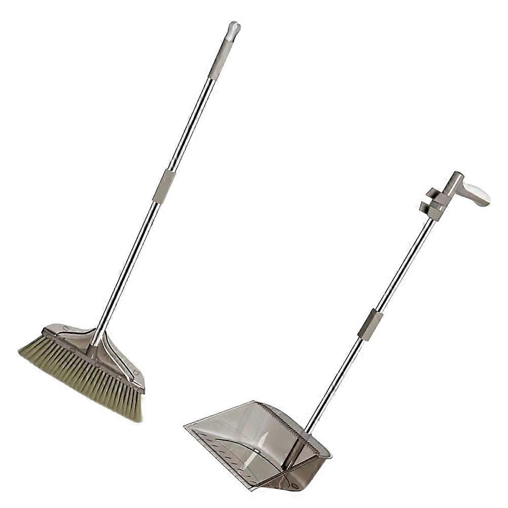 Indoor Cleaning Floor Cleaning Broom and Dustpan Set Grey Long Handle Design 1 Set
