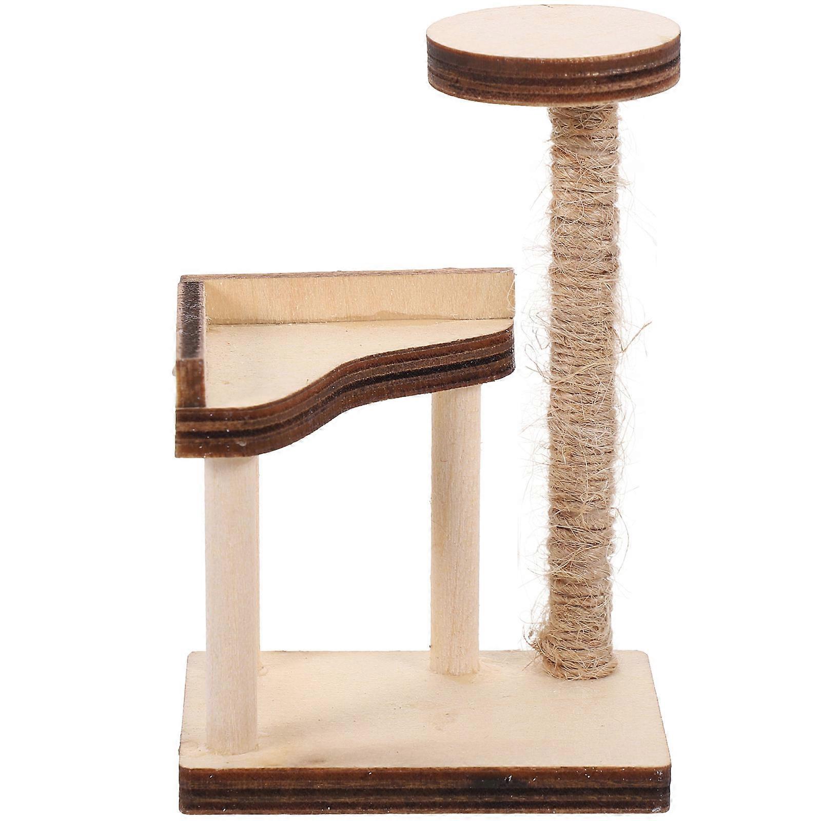 Khaki Mini Cat Tree Decor Synthetic Material Perfect for Decoration and Mini 3.5 Inches