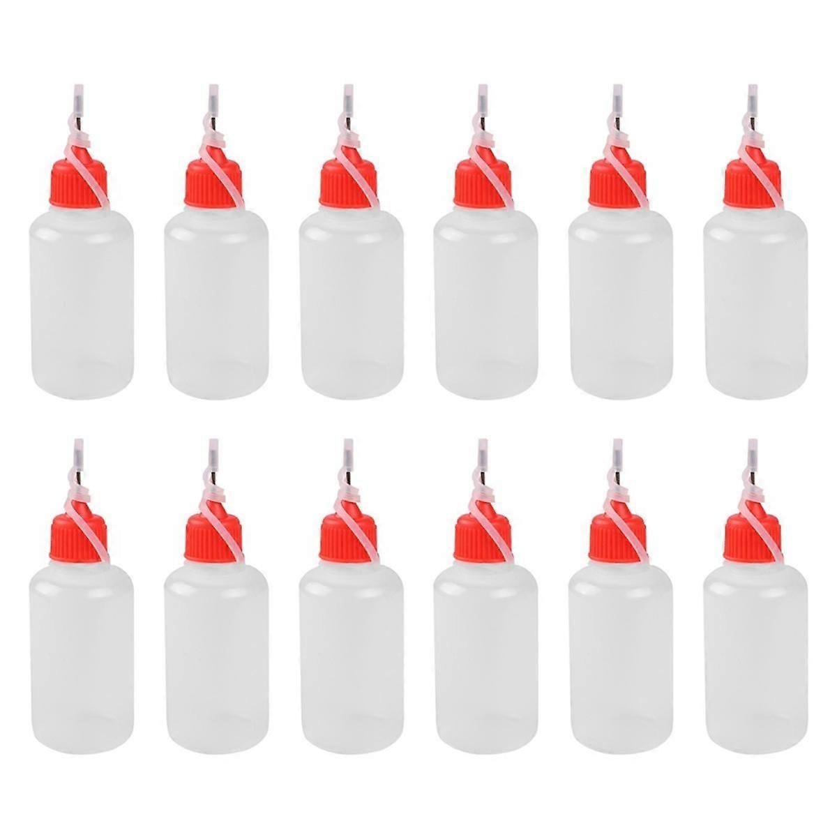 12 Pcs Needle Tip Glue Bottle 30 ML Plastic Dropper Bottles for Small Gluing Projects, Paper Quilling DIY Craft