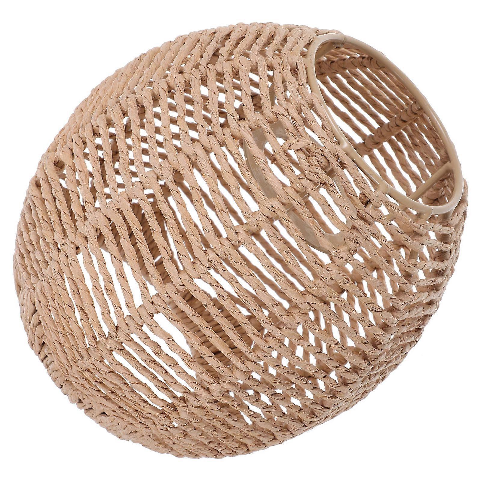 Boho Lamp Shade Rattan Weave Chandelier Lampshade For Ceiling Fixture Indoor Decor 15X15X14CM 1Pack