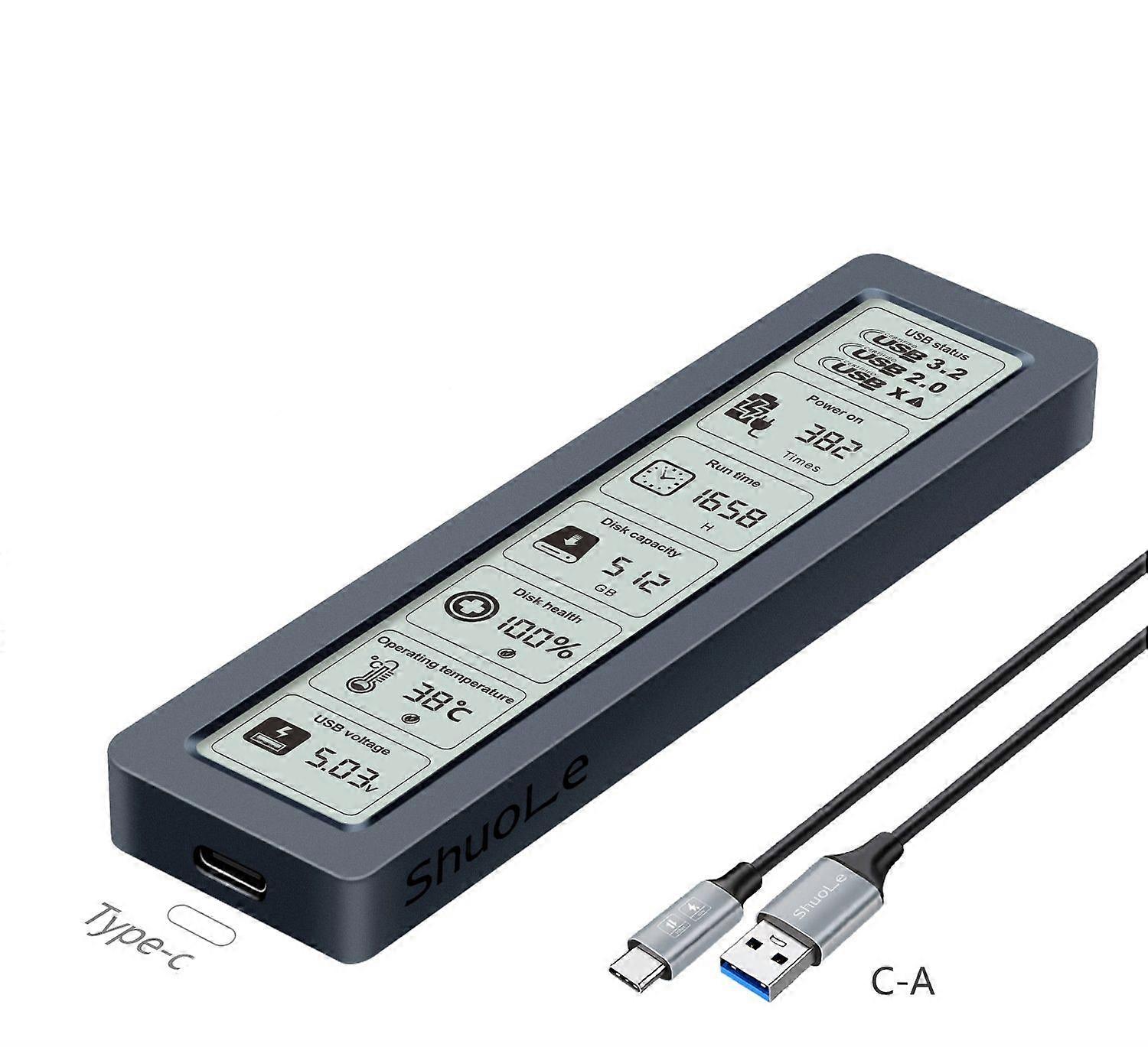 Smart screen display solid-state drive enclosure universal SATA protocol high-speed type c USB 3.2