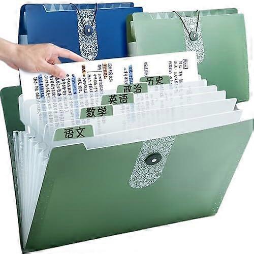 Accordion File Folder 5-Pocket With Labels, Letter Size Green Portable Document Organizer For Papers, Invoices, Receipts