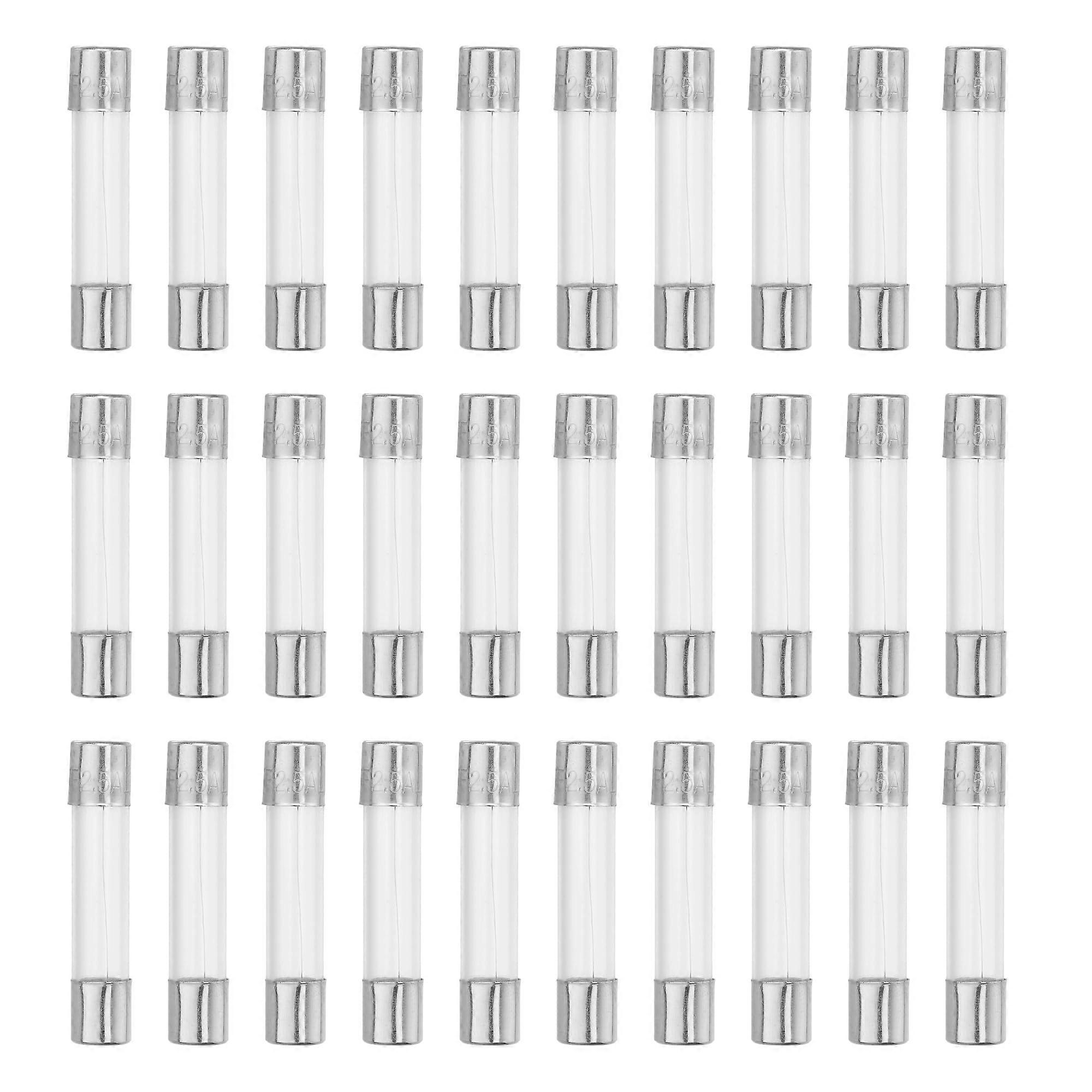 Glass Fuse 2.5A 250V 6x30mm Fast Blow Fuses Pack of 30 for Electronics and Appliances
