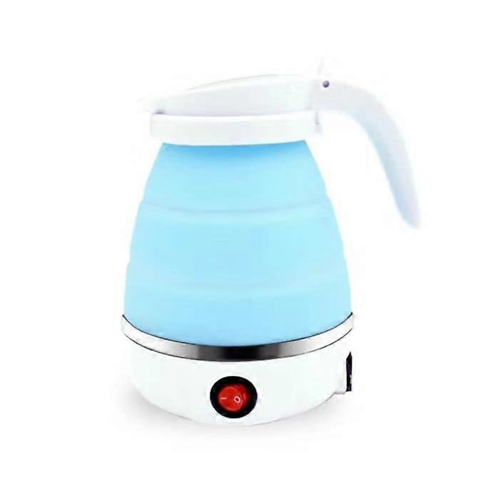 Collapsible Electric Kettle 220V Silicone Travel Kettle for Outdoor Hiking, Foldable with Separable Power Cord Blue