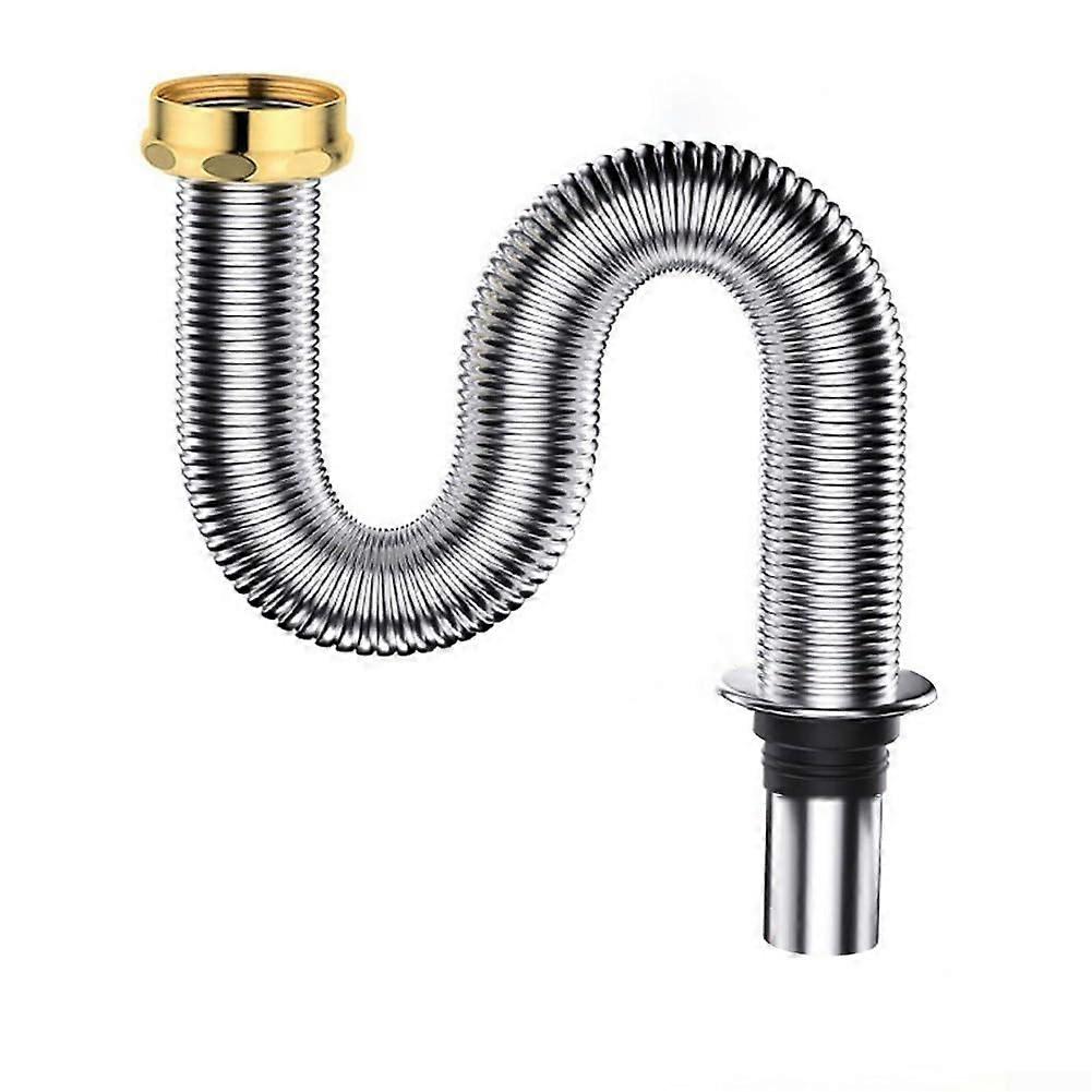 Expandable Flexible P-Trap Pipe for Kitchen Sink 100cm with Adapter Sealing Ring and Adhesive Tape for Drain and Garbage Disposal