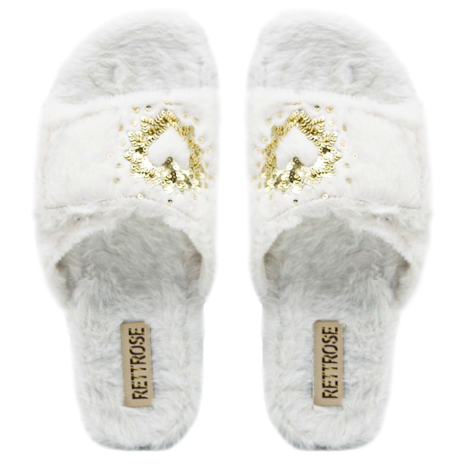 Margot cream luxury plush diamanté embellished handmade slipper