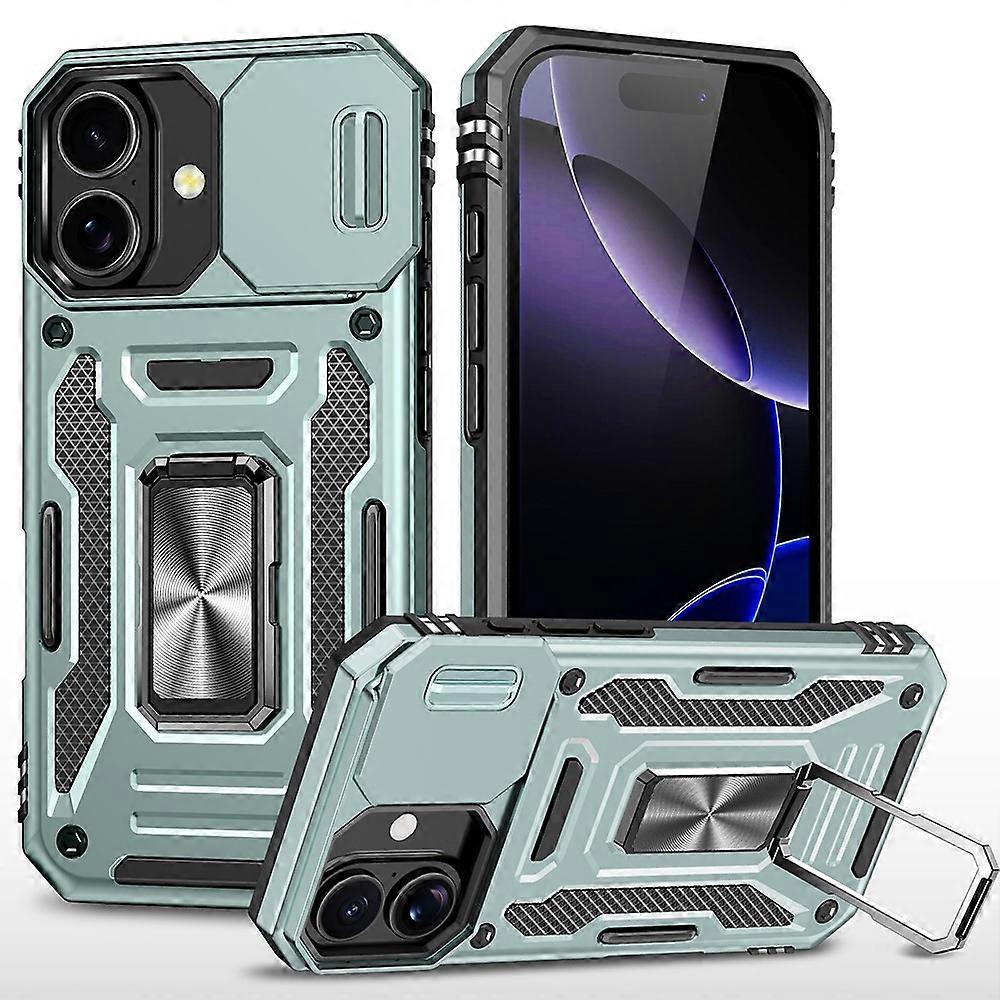 Compatible For iPhone 17 Case Kickstand Slide Lens Lid PC + TPU Drop