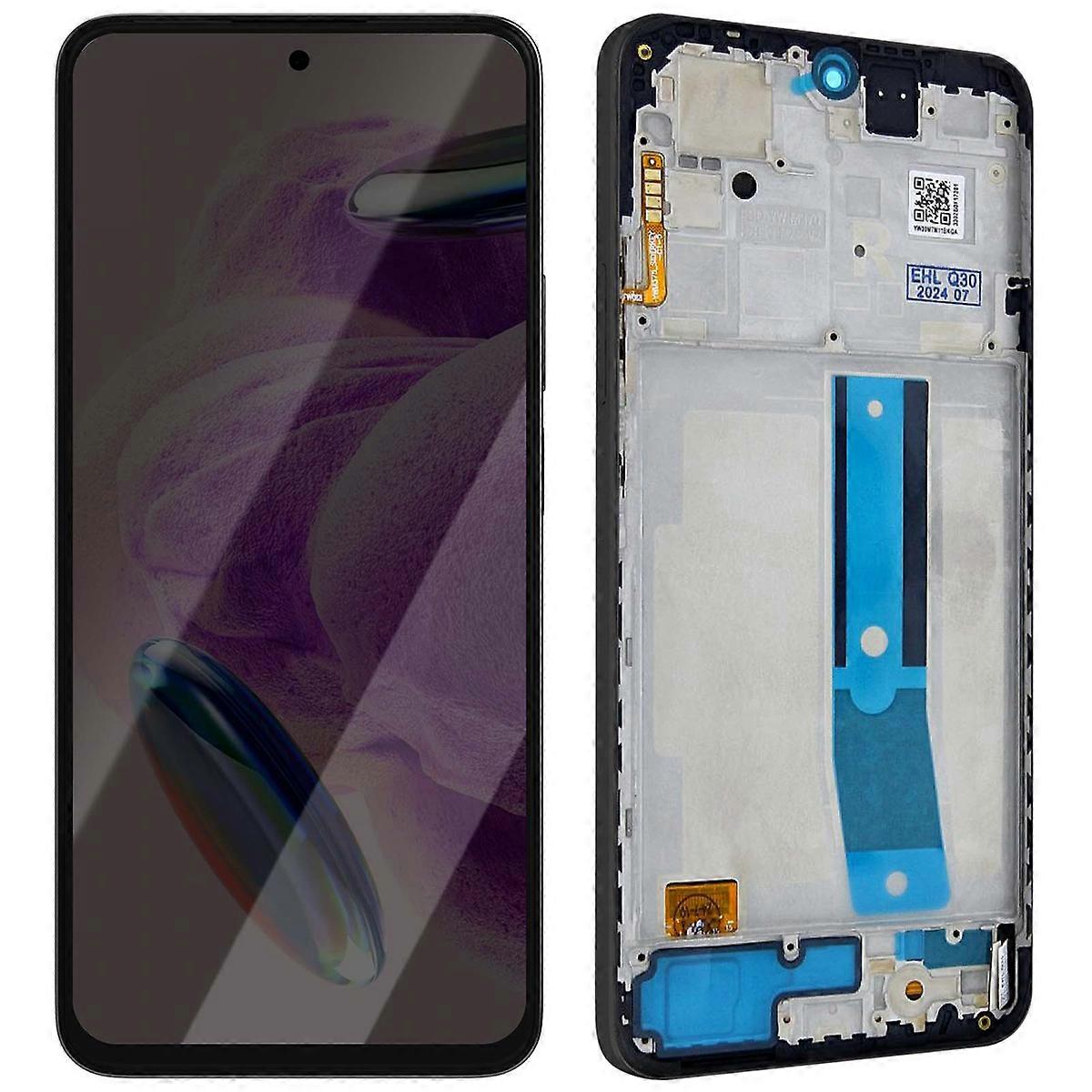 Complete Soft OLED Screen for Xiaomi Redmi Note 12S with Pre-assembled Chassis, Black