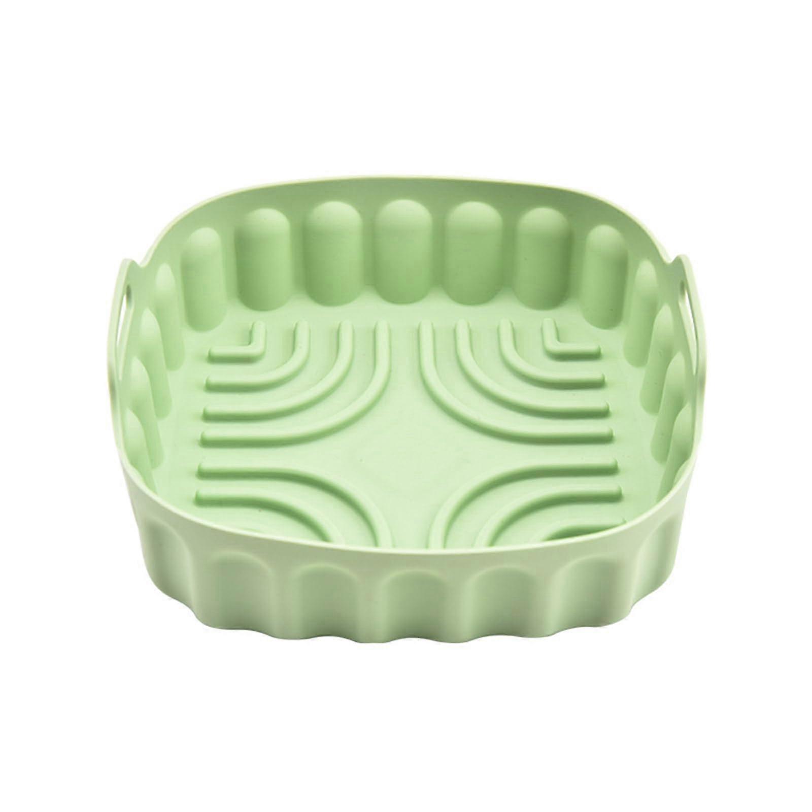 Second Generation Air Baking Tray Silicone Folding Square Reusable Barbecue Tray For Pizza Fried Chicken Green Small