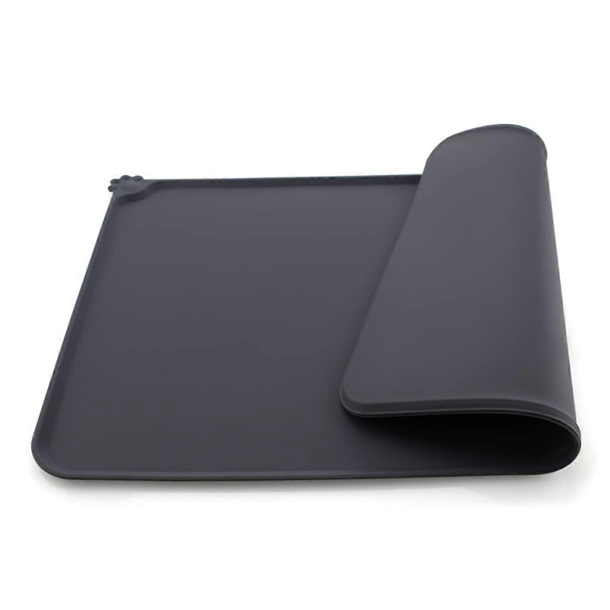 Silicone Cat Feeding Mat Large Black Heat Insulating Easy Clean Table Set for Cats