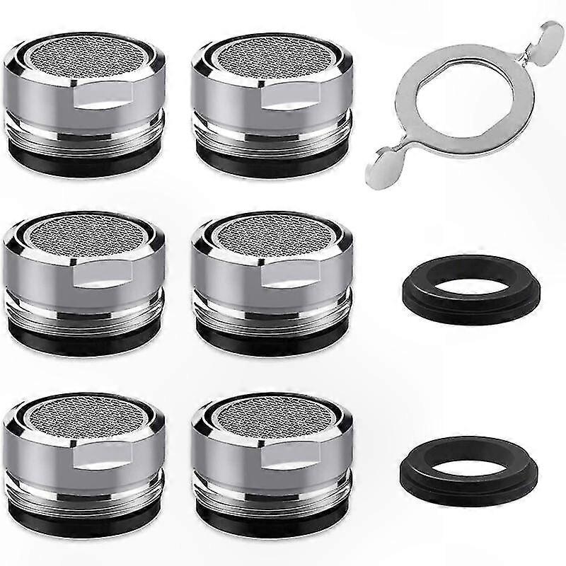 M24 Faucet Aerator, 6 Pieces Water Saving Faucet Aerator with Stainless Steel and ABS Filter, Include 8 Gaskets and 1 Chrome Aerator Wrench for Bathro
