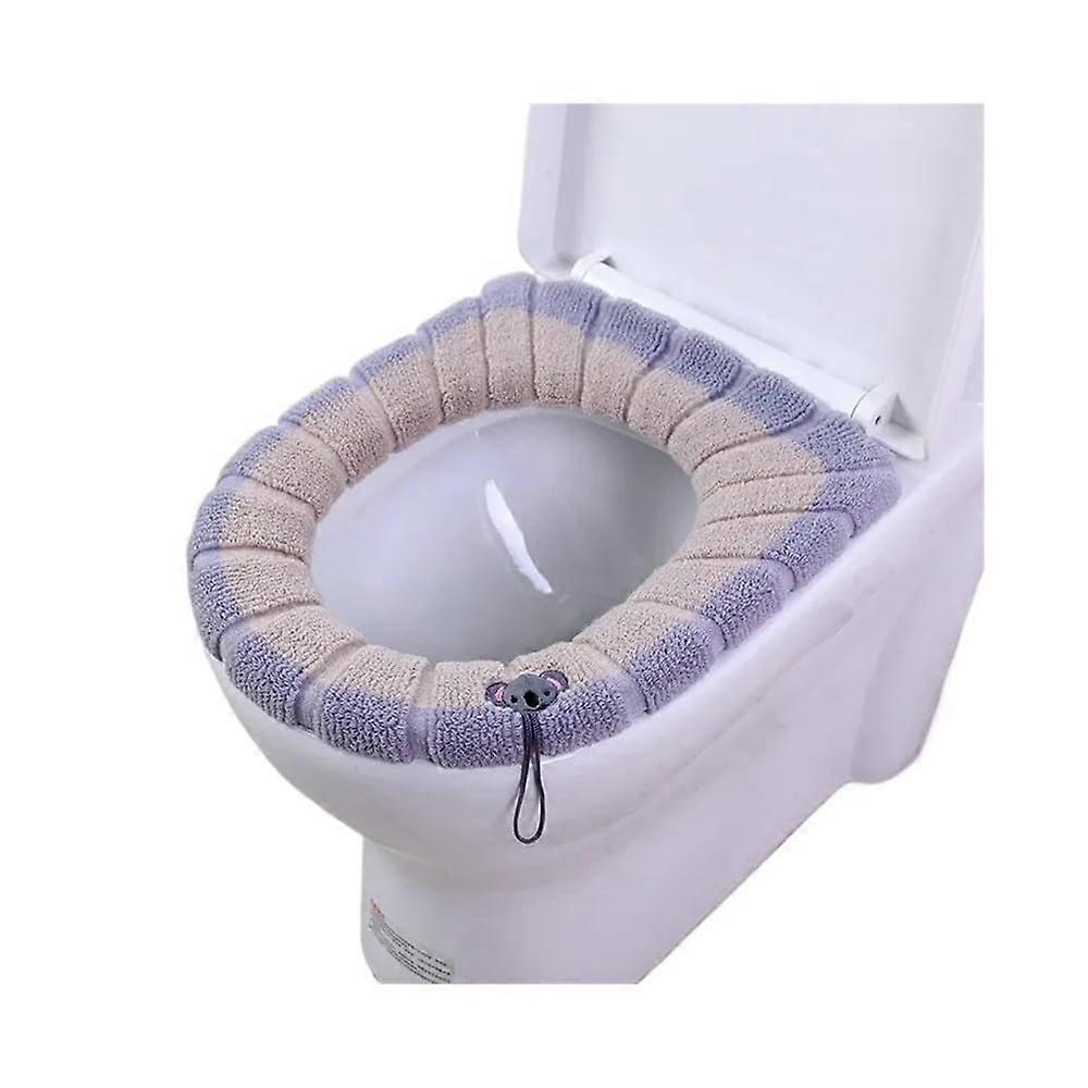 Toilet Seat Knitted Warm With Carry Handle Universal Grey Cover Pad For Fall And Winter Enlarged Thickened 1pc