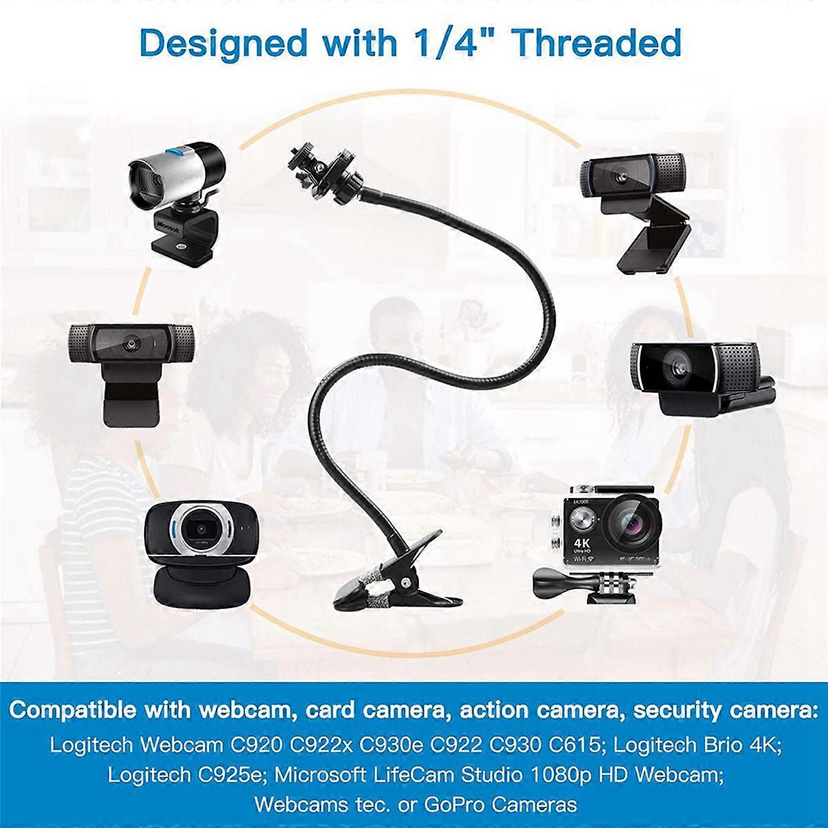 2X Webcam Stand 25 Inch Flexible Desk Mount Clamp Gooseneck Stand for Webcam C930E,C930,C920, C922X,