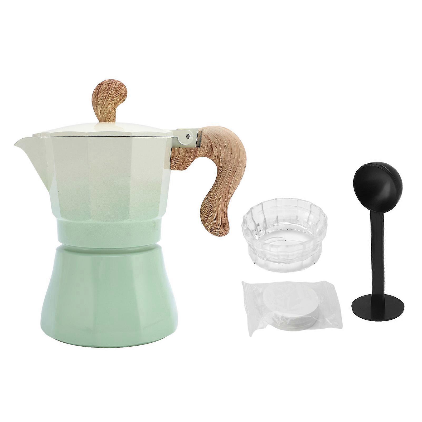 Italian Coffee Maker 150ml Single Valve Coffee Pot with Coffee Distributor Spoon Paper Filter 3 Cups